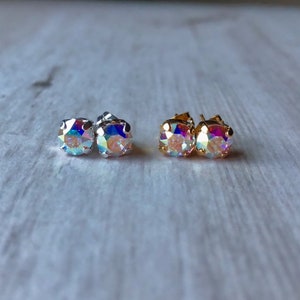 Crystal Aurora AB 6mm Stud Earrings premium crystal