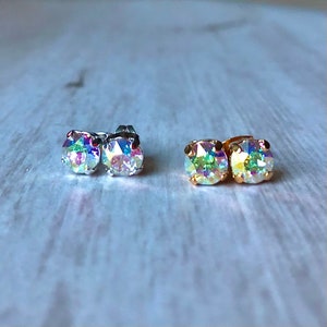 Aurora Transmission 6mm Stud Earrings Premium Crystal