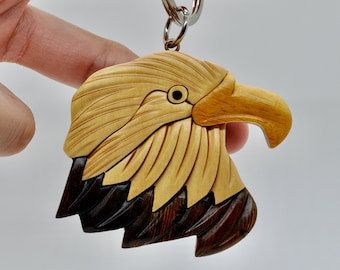 Eagle Keychain - Handmade Wooden Keychain -  Wooden Eagle Keychain - Wooden Animal Keychain - American Eagle Keychain