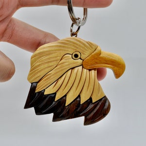 Eagle Keychain - Handmade Wooden Keychain -  Wooden Eagle Keychain - Wooden Animal Keychain - American Eagle Keychain