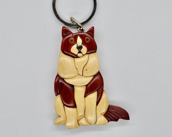 Dog Handmade Wooden Keychain - Wooden Dog keychain - Cute Dog Keychain - Fun Dog Keychain - Cute Car Accessories