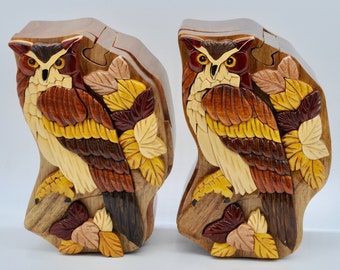 Owl Wooden Puzzle Box - Wooden Owl on Tree Branch Puzzle Box - Handmade wooden owl box - Handmade Wooden Jewelry Box - Owl Box, Owl Art