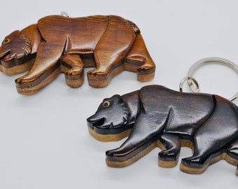 Houten Beer Sleutelhanger - Handgemaakte Houten Sleutelhanger - Houten Beer Gift