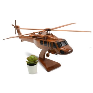 UH-60 Black Hawk Holzmodellbau - Holzflugzeug Dekoration für Zuhause und Büro - Modellhubschrauber - Holzmodell Helikopter - Geschenk für Liebhaber
