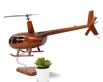 Robinson R44 Wooden Model - Wooden Airplane Home and Office Decoration - Model helicopter decor - Wooden Model Heli - Christmas Gift for Dad