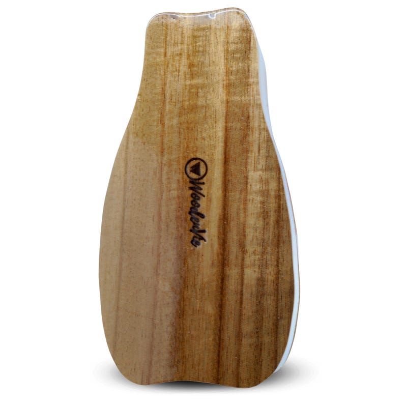 May include: Wooden bottle stopper with a light brown wood grain finish and the text "Woodenlife" in black lettering.