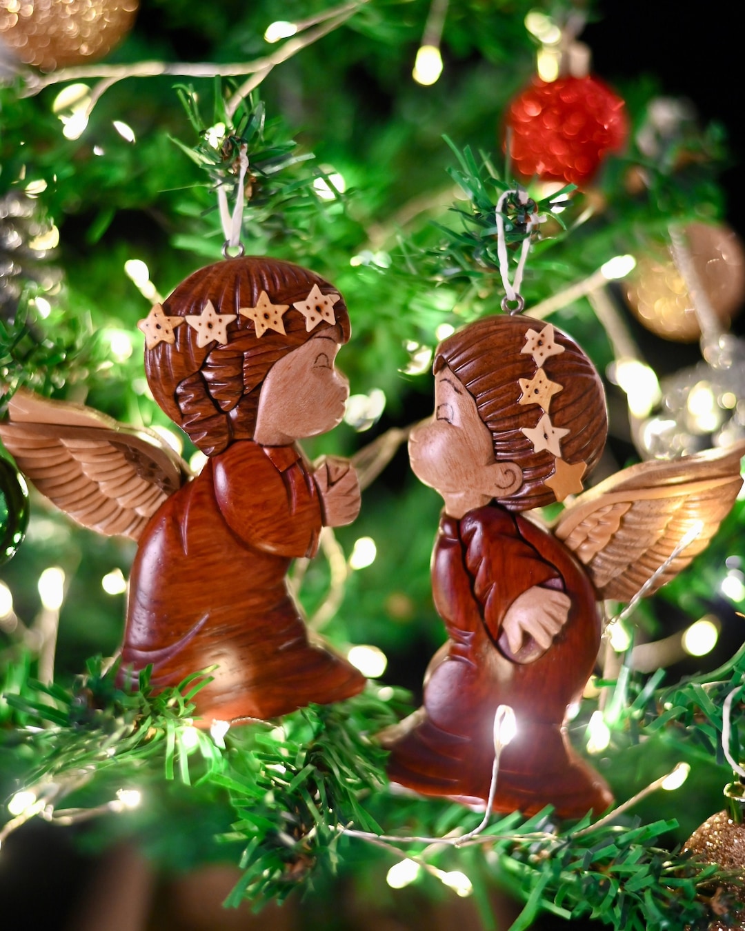 Angels Wood Christmas Ornament Handmade Wooden Angel Fridge
