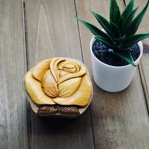 Rose Wooden Ring Box | Handmade Proposal Ring Box | Rose Wooden Jewelry Box | Wooden Proposal Ring Box Yellow