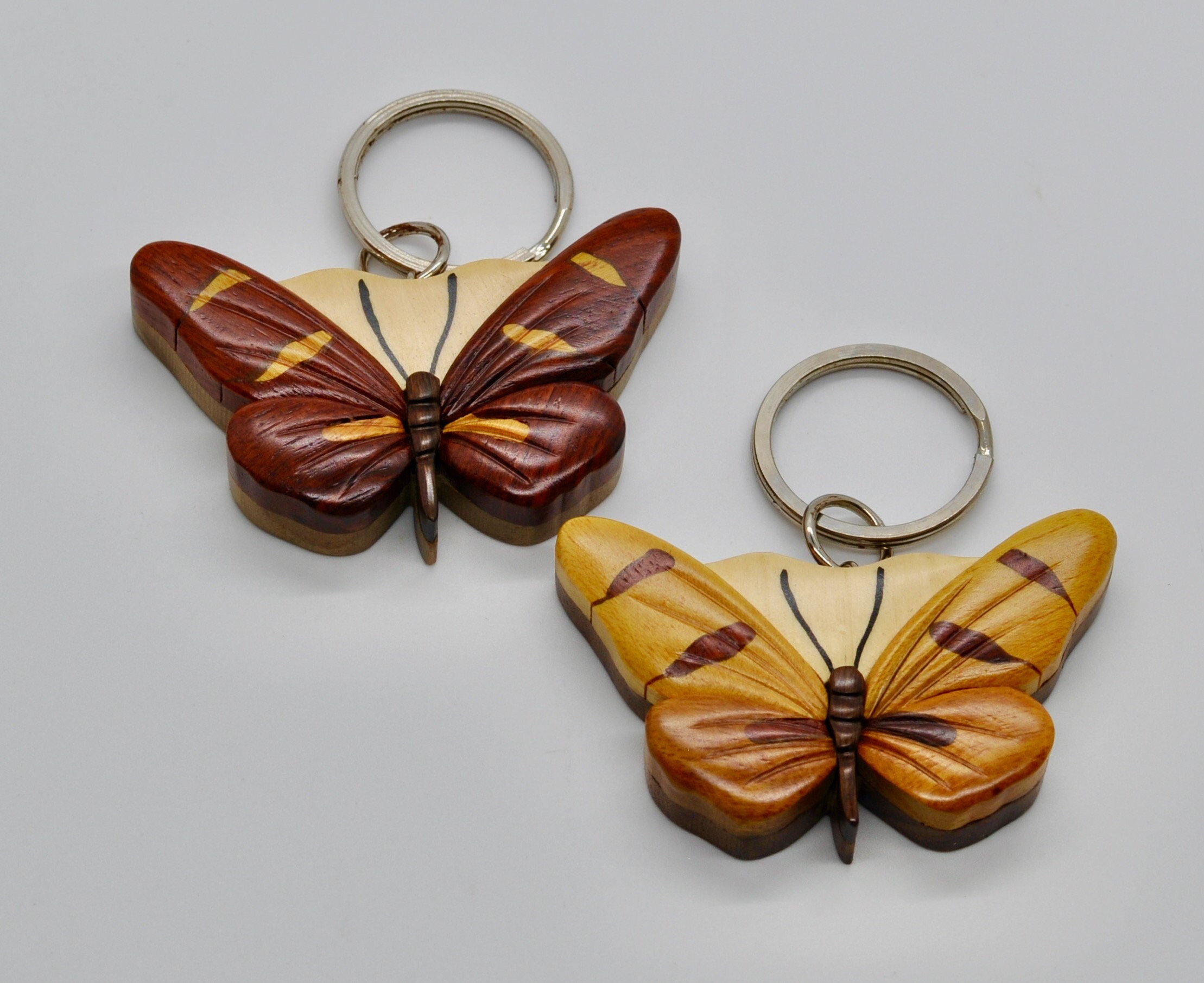Porte-clés papillon Porte-clés en bois fait à la main Porte-clés