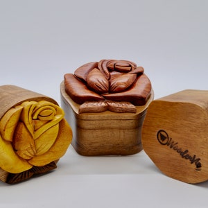 Rose Wooden Ring Box | Handmade Proposal Ring Box | Rose Wooden Jewelry Box | Wooden Proposal Ring Box image 3