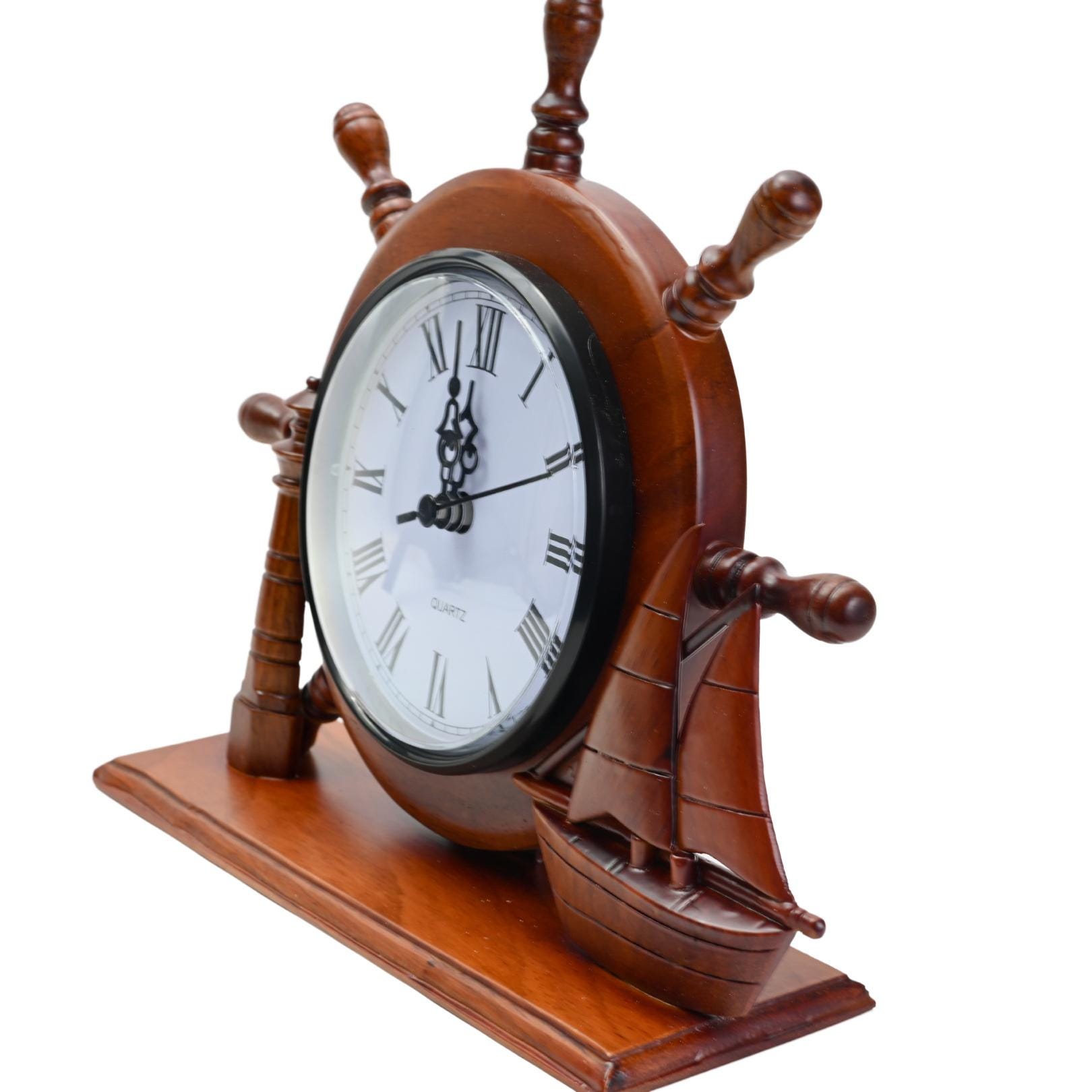 Sailboat Rocking Clock Sailboat Clock Wooden Ship Wheel Gift for Him Sailor Gift Idea for Boat ...