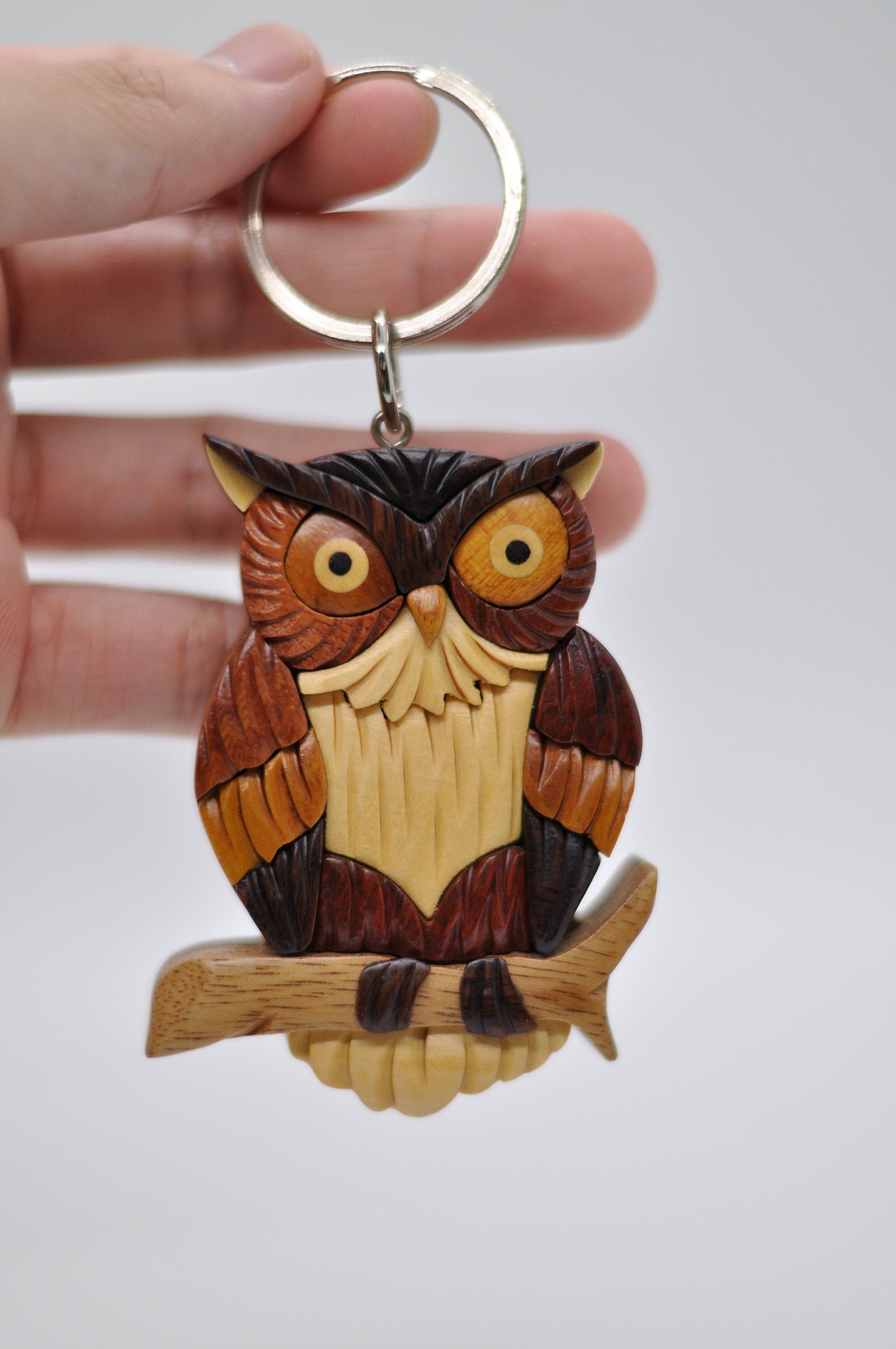 Owl Handmade Wooden Keychain - Wooden owl keychain - Wise owl keychain - Wood owl keychain - Owl Lov