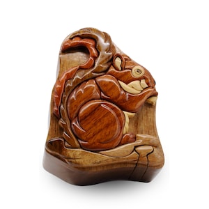 Idée cadeau amateur d&#39;écureuils boîte puzzle en bois boîte à bijoux écureuil pour elle Cadeau d&#39;anniversaire fait main pour maman étui à bijoux cadeau pour anniversaire