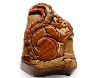 Squirrel Lover Gift Idea Wooden Puzzle Box Squirrel Jewelry Box For Her Handmade Birthday Gift For Mom Jewelry Case Gift For Anniversary