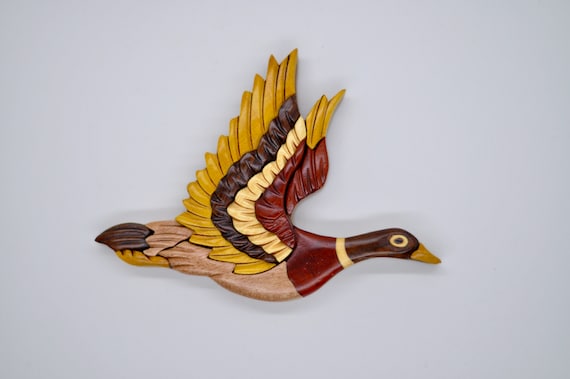 Mallard Duck Handmade Wooden Fridge Magnet Flying Duck Fridge