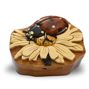 Ladybug Lover Gift Idea Wooden Puzzle Box Ladybug Jewelry Box For Her Handmade Birthday Gift For Mom Jewelry Case Gift For Her Ladybug Gift