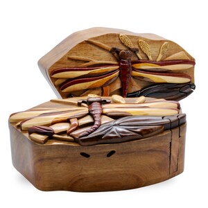 Caja de madera para amantes de las libélulas, caja de madera hecha a mano para joyería, regalo para él, regalo de cumpleaños para mamá, regalo de aniversario para esposa. imagen 6