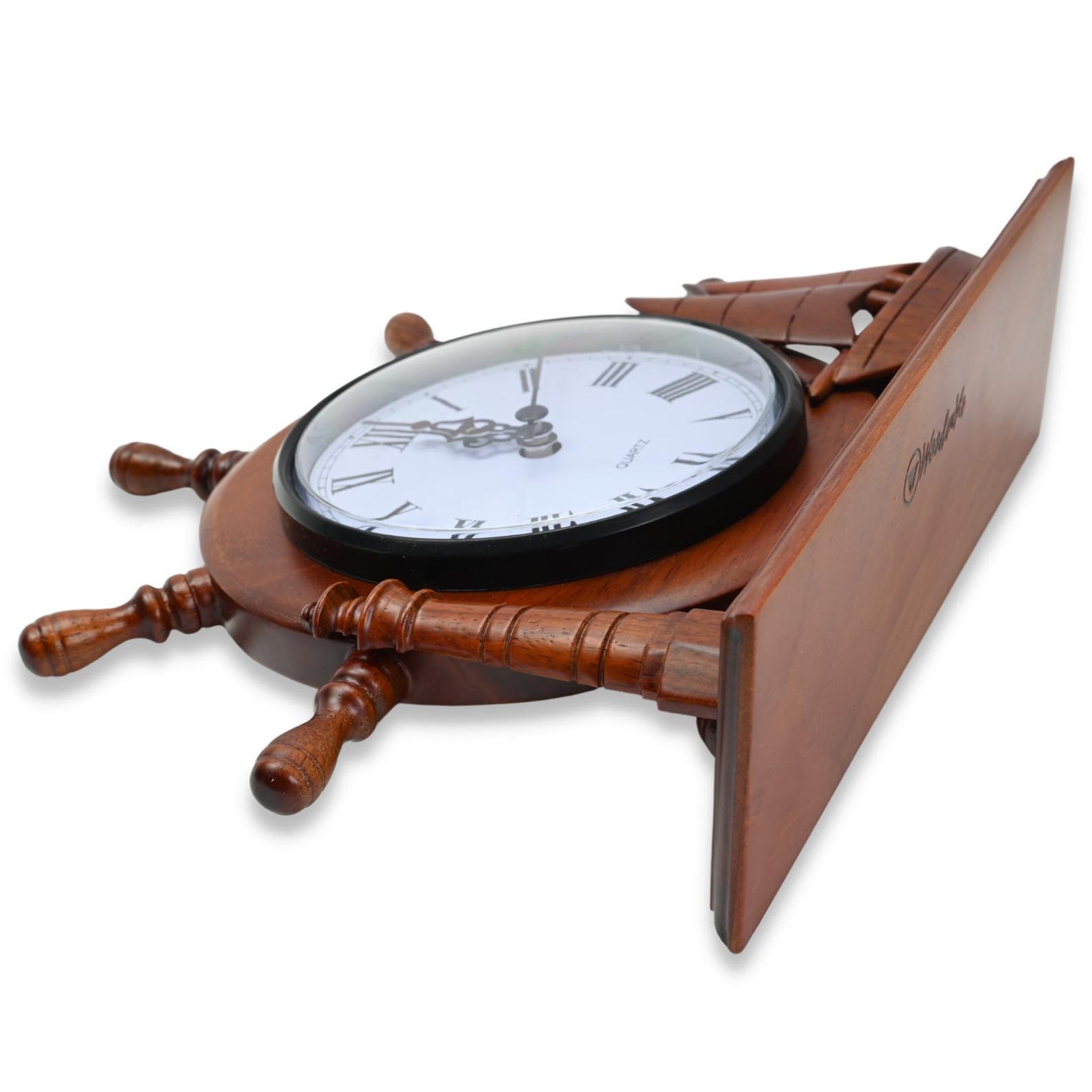 Sailboat Rocking Clock Sailboat Clock Wooden Ship Wheel Gift for Him Sailor Gift Idea for Boat ...
