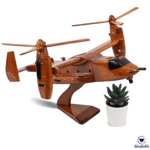 Osprey V-22 R44 Wooden Model - Bell Boeing V-22 Osprey Replica - Model helicopter decor - Wooden Model Heli - Christmas Gift for Dad, Pilot