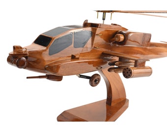 Boeing AH-64 Apache Wooden Model - Wooden Airplane Home and Office Decoration - Model helicopter decor - Wooden Model Heli - Veteran gift