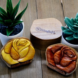 Rose Wooden Ring Box | Handmade Proposal Ring Box | Rose Wooden Jewelry Box | Wooden Proposal Ring Box image 2