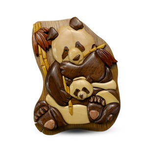 Idea de regalo para amantes de los pandas Caja de rompecabezas de madera Joyero de panda para ella Regalo de cumpleaños hecho a mano para mamá Estuche de joyería Regalo para él Su regalo de panda