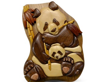 Panda Lover Gift Idea Wooden Puzzle Box Panda Jewelry Box For Her Handmade Birthday Gift For Mom Jewelry Case Gift For Him Her Panda Gift