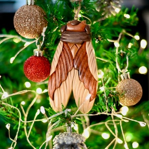 Cicada  Handmade Wooden Fridge Magnet & Christmas Ornament - Wooden Cicada fridge magnet - Cicada Christmas tree ornament, Cicada Lover Gift