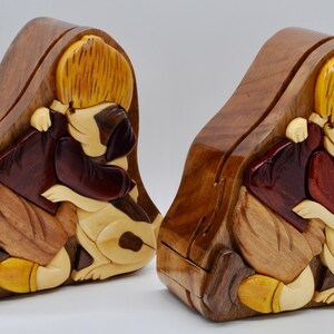 Dog Lover Gift Idea Wooden Puzzle Box Dog Jewelry Box For Him and Her Handmade Birthday Gift For Son Jewelry Case Gift For Her Dog Gift image 6