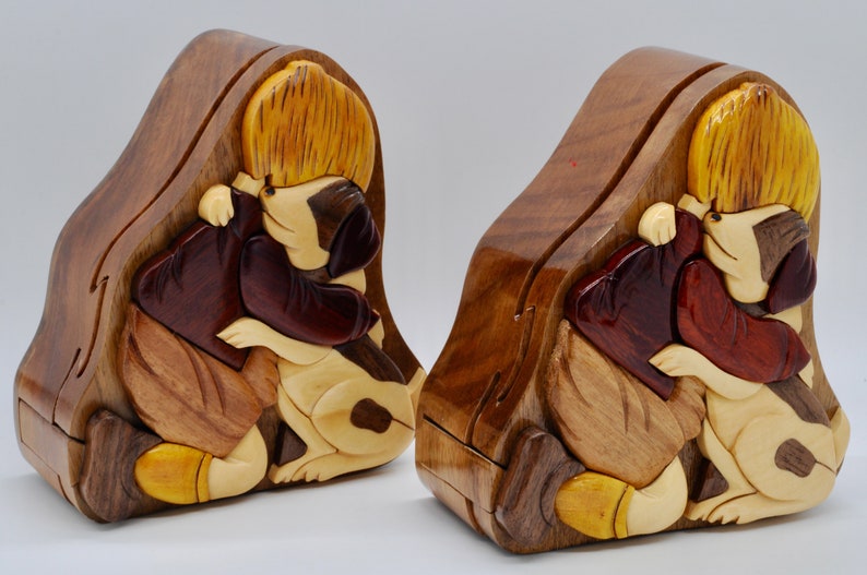 Dog Lover Gift Idea Wooden Puzzle Box Dog Jewelry Box For Him and Her Handmade Birthday Gift For Son Jewelry Case Gift For Her Dog Gift image 6