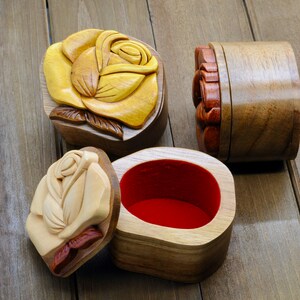 Rose Wooden Ring Box | Handmade Proposal Ring Box | Rose Wooden Jewelry Box | Wooden Proposal Ring Box image 6