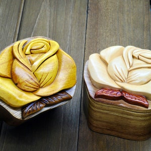 Rose Wooden Ring Box | Handmade Proposal Ring Box | Rose Wooden Jewelry Box | Wooden Proposal Ring Box image 5