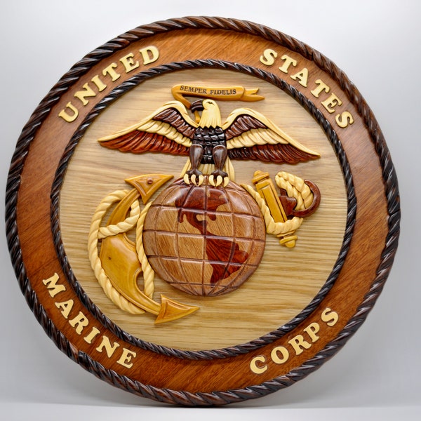 United States Marine Corps - Handmade Wooden USMC Logo - USMC Veteran Gift - Gift for Service Men and Women - Wall decor - Semper Fi Gift