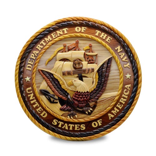 ヴィンテージ US Navy エンブレム 木製 盾 手彫り 英国製 United States Navy Logo - Handmade Wooden Logo - US Navy - Gift
