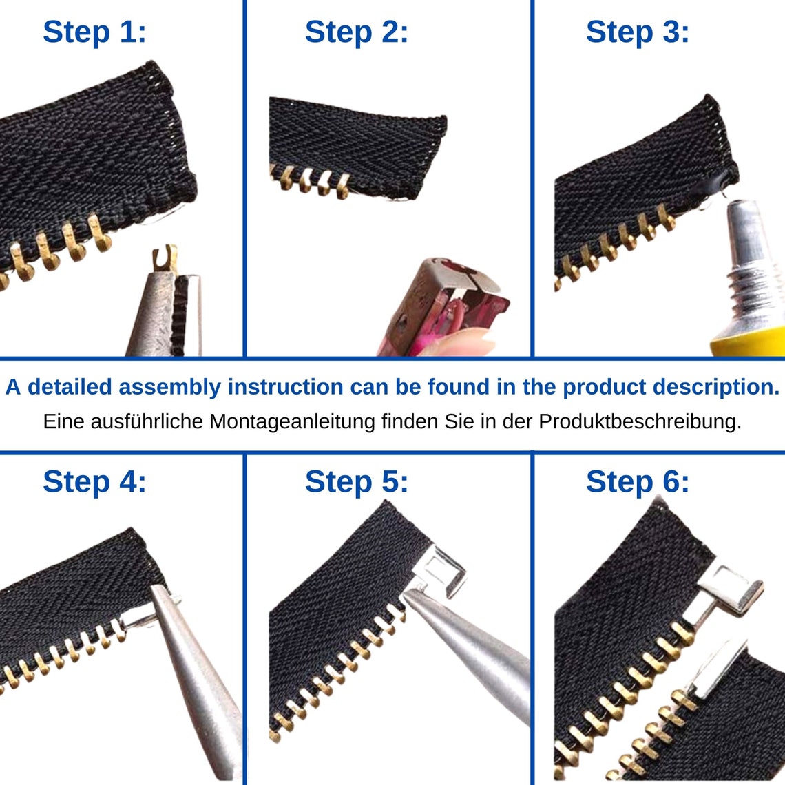 Reißverschluss Reparatur Set 80-teilig | Für Größe 3-5 Mit Metall- Und Kunststoff-Zähnen