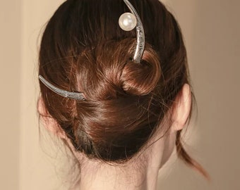 Vintage Crescent Moon Hair Forks Simple Hair stick Elegant Hair Jewelry for women/Tiara Wicca Gift/Boho Bohemian Bridal Wedding