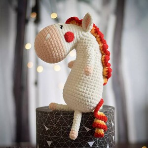 Handmade cuddly toy, plush toy, crochet toy | small horse, pony | toy