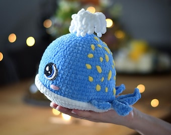 Handmade soft toy | crocheted whale | toy | blue