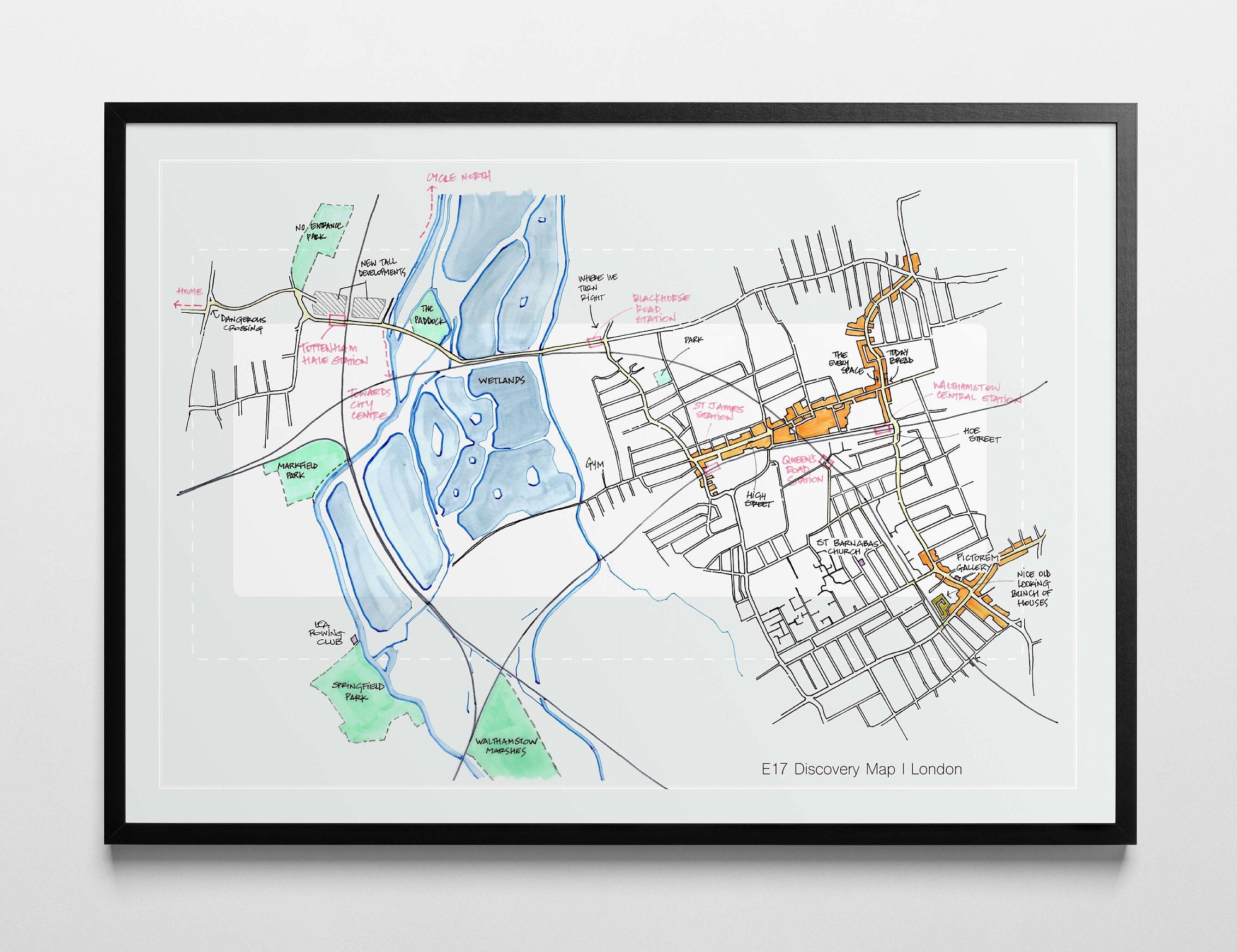 Discovery Map of Walthamstow E17 North London Handmade Etsy UK