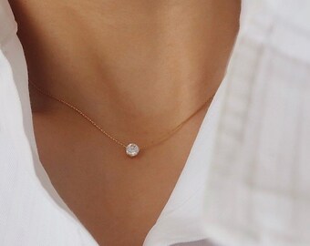 Gold Diamond Thin Necklace, Dainty CZ Choker, Everyday Minimalist Necklace