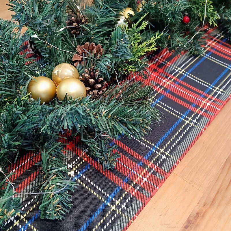 Caldwell Tartan Crest Table Runner - Cotton table runner