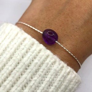 AMETISTA • Prata esterlina/preenchida com ouro • Pulseira de pedras caídas • Pedra do mês de fevereiro - Peixes