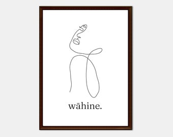 Wāhine [woman] // Wall Art, New Zealand, Te Reo Māori print, New Zealand decor, Aotearoa, Living room print