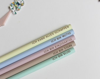 Affirmation pencils in pastel colors for school children | Schoolchild 2024 | Set of 5 | School Enrollment Gift | Gift school bag