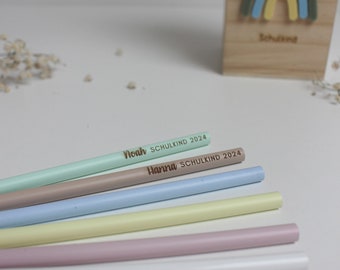 Personalized pencil in pastel colors the school child | Pencil with engraving | Schoolchild 2024 | School Enrollment Gift | Gift School Bag