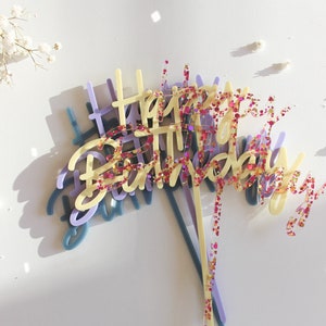 Happy Birthday Caketopper - Nachhaltige Kuchendekoration in Acryl oder Holz | Kuchenstecker | Kindergeburtstag Deko