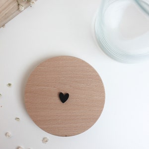 Cookie jar with wooden lid and heart Cookie jar storage jar Mother's Day gift Mother's Day Gift for Easter image 5