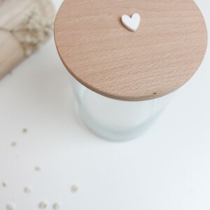 Cookie jar with wooden lid and heart Cookie jar storage jar Mother's Day gift Mother's Day Gift for Easter image 2