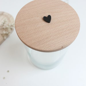 Cookie jar with wooden lid and heart Cookie jar storage jar Mother's Day gift Mother's Day Gift for Easter image 4