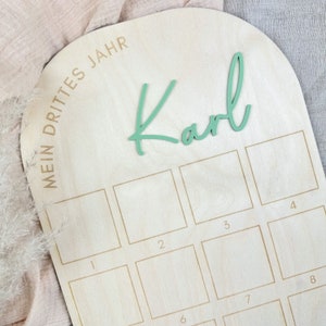 Meilensteintafel für den 1. Geburtstag | Personalisierte Meilensteintafel aus Holz u. Acryl | Geburtstagsdeko 1 Jahr | Kindergeburtstag
